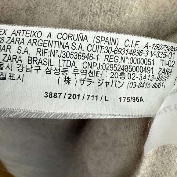 ZARA KNIT 100% Cashmere Oatmeal Beige V-Neck Sweater Size S - Picture 6 of 7